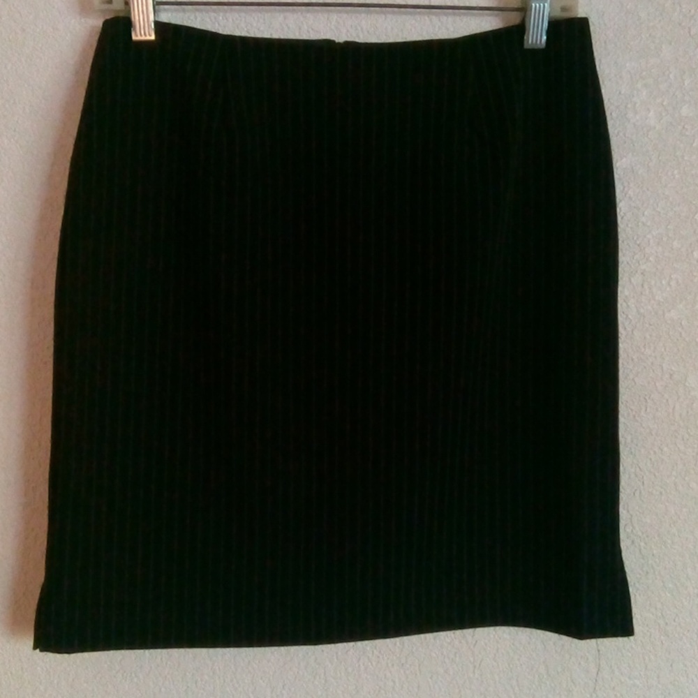 Black pinstripe miniskirt, zip back